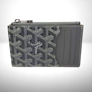 Goyard Bourbon Zipped Card Holder / Coin Pouch – Grey Goyardine + Yellow Leather